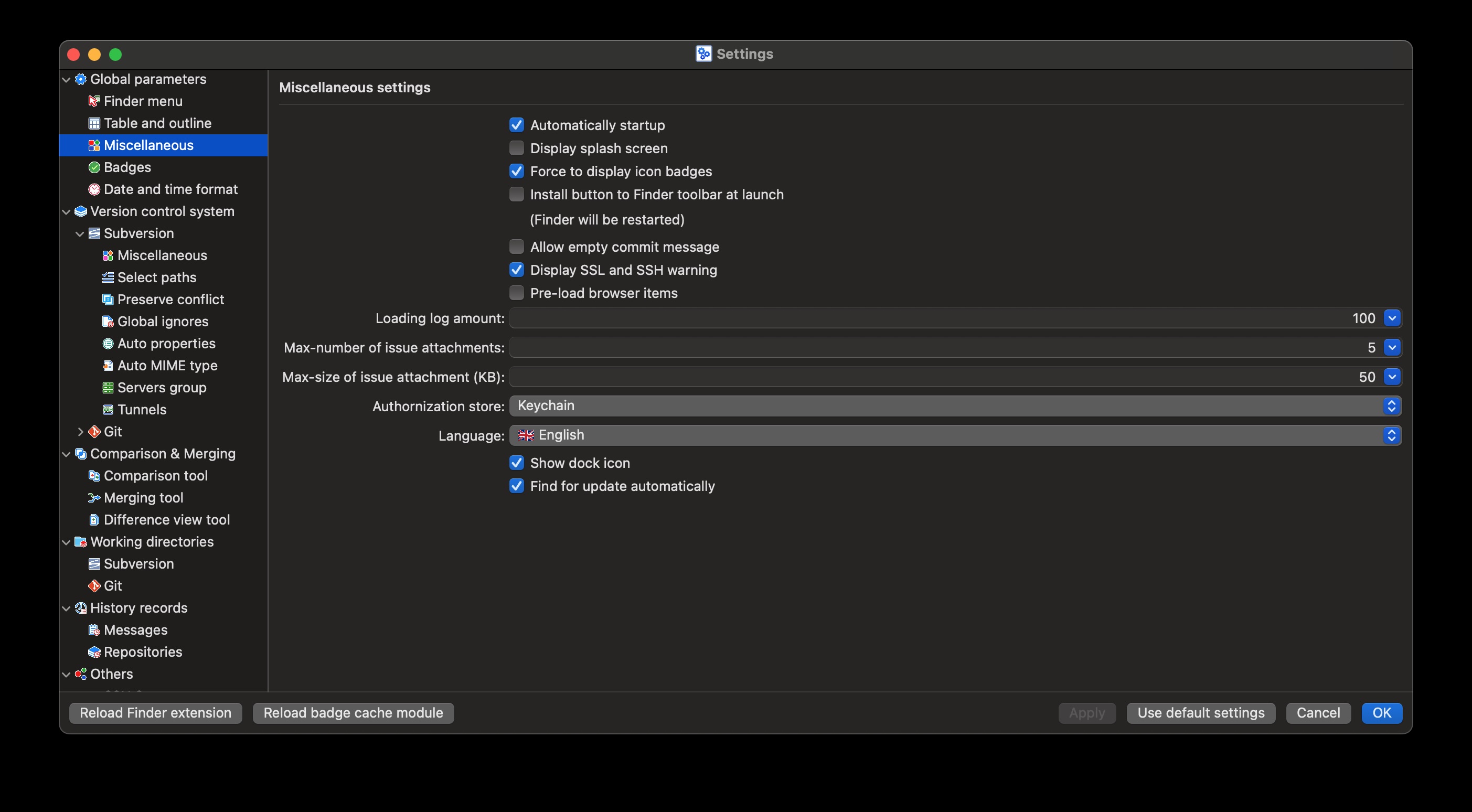 Mac SVN setting
