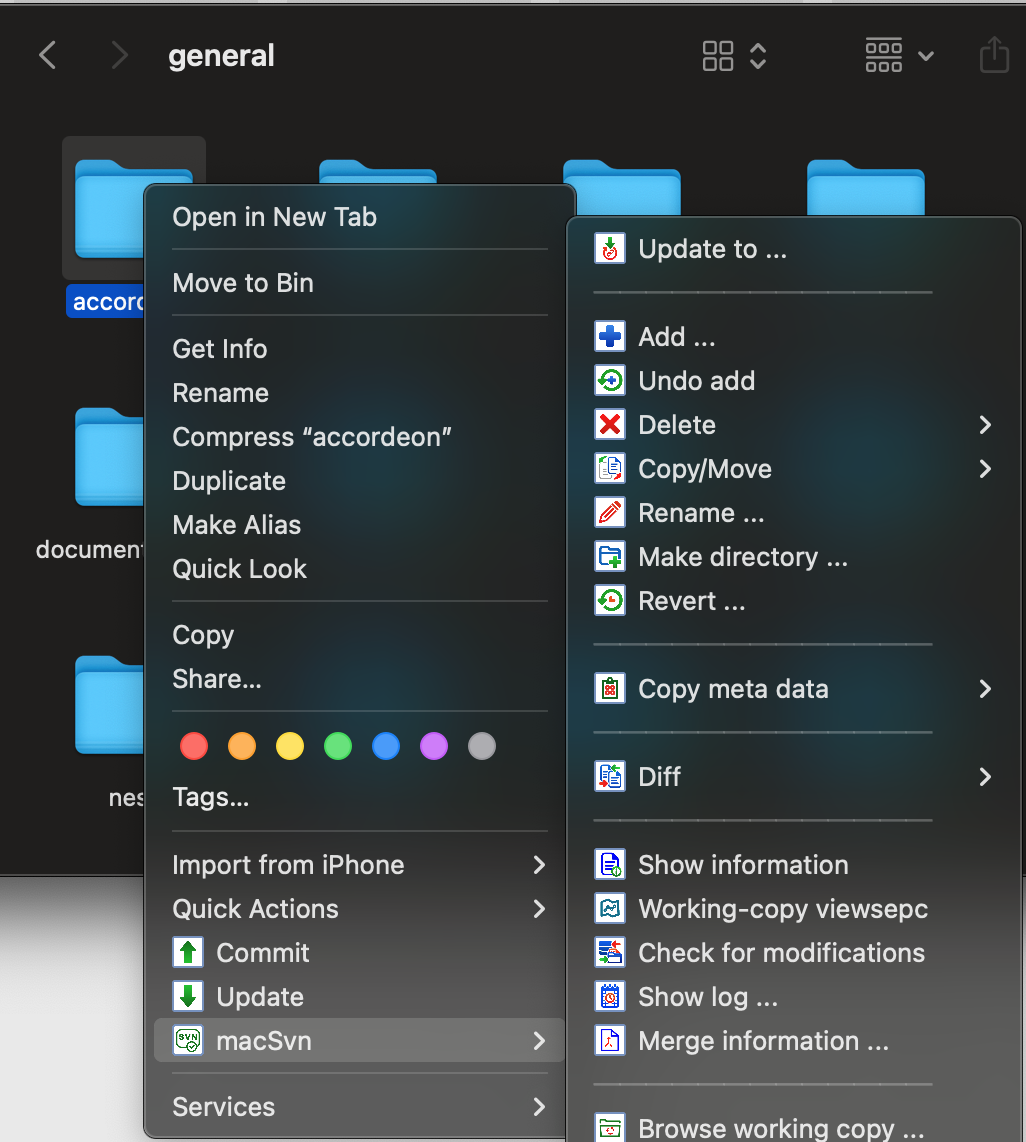 MacSVN Finder Menu