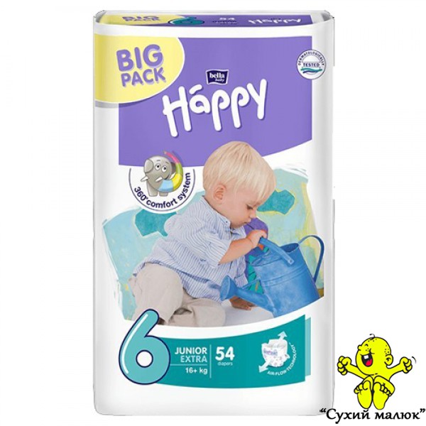 Підгузники Happy Junior Extra 6 54 шт. (16+кг) BIG PACK