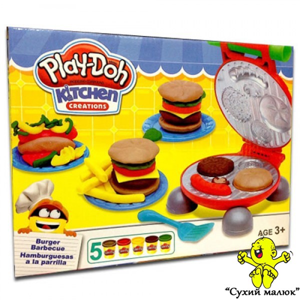 Набір пластиліну Play-Doh Kitchen Бургер Гриль, 5 кольорів