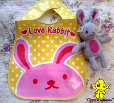 Непромокаючий слюнявчик з кишенькою, нагрудник Кролик