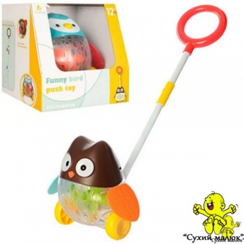 Каталка Funny Bird Сова / Пінгвін арт.1601ABC, складна, світлові ефекти, тріскалка