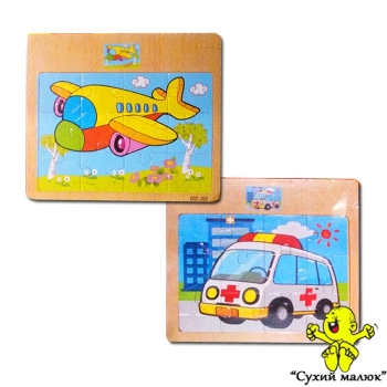 Пазли дерев'яні 12 делатей, 1090 в асортименті