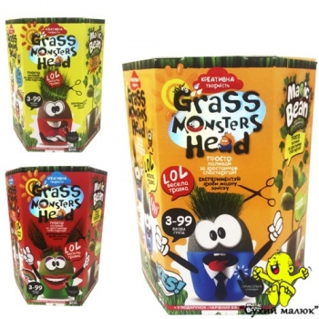 Набір для творчості Grass Monsters Head Зростаючі вихованці Чарівний Біб у подарунок Danko Toys GMH-01-01U 