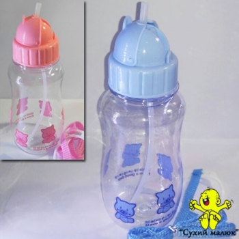 Пляшка поїлка Stenson з трубочкою Ведмежа 530мл. арт.00186