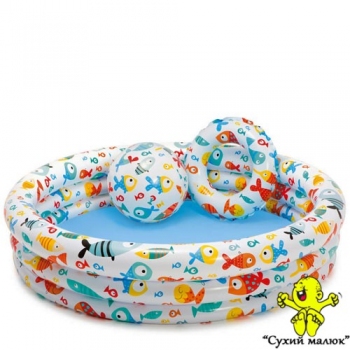 Басейн Intex Акваріум 248 л, круг та м'яч в наборі 132-28 см. арт.59469