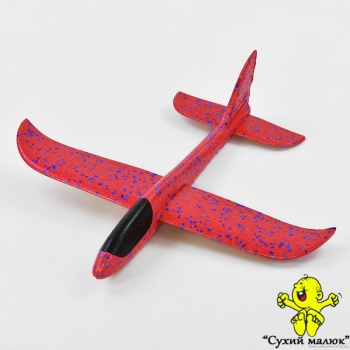 Дитячий планер метальний, літак з пінопласту,червоний 48см