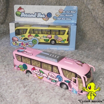 Автобус металевий інерційний, гумові колеса, рухомі двері 17,5см, арт.7103