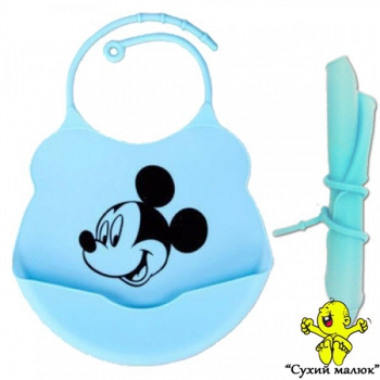 Силіконовий слюнявчик нагрудник Mickey Mouse (Міккі Маус)