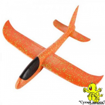 Дитячий планер метальний, літак з пінопласту,оранжевий 48см